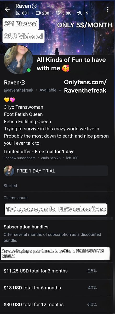 YOU CANT RESIST onlyfans FREE 24 HOUR TRIAL
ONLYFANS.COM/RAVENTHEFREAK