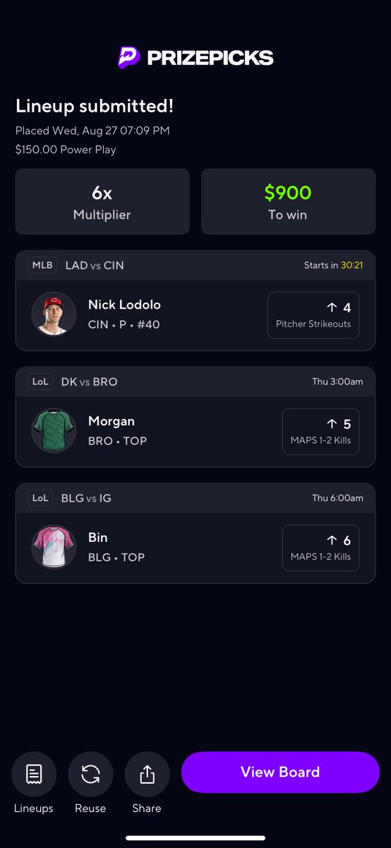 Are we back😈 #Prizepicks #LoL #MLB #SecureTheBag