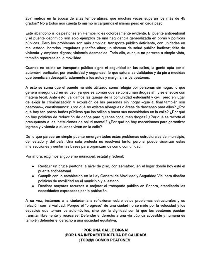 Posicionamiento de los Bukis de la <a href="/soyunison/">Soy Unison</a>.  Con ellos todo, sin ellos nada, #somosbuhos #movilidad #seguridadvial #NoMasPuentesAntipeatonales #hermosillo #peatonesprimero