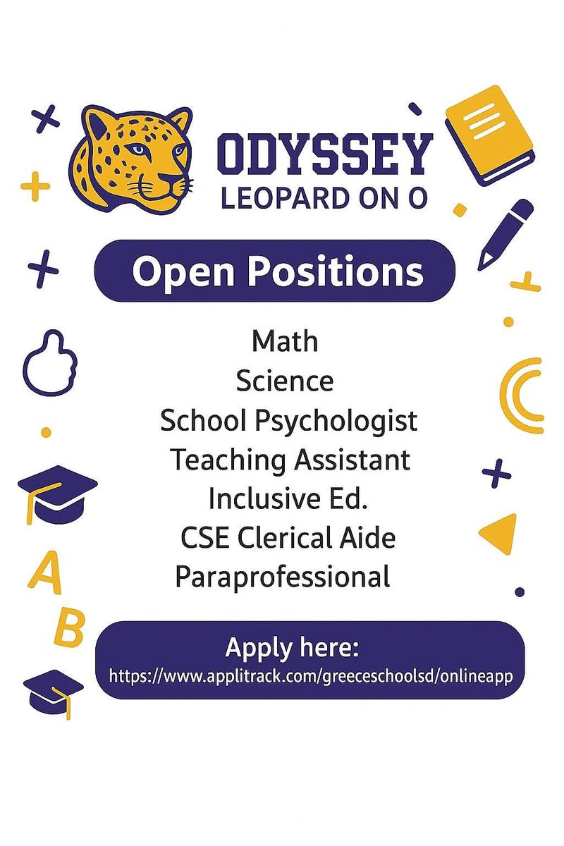 Join the GCSD Odyssey Academy Team! Click this link: applitrack.com/greececsd/onli…
