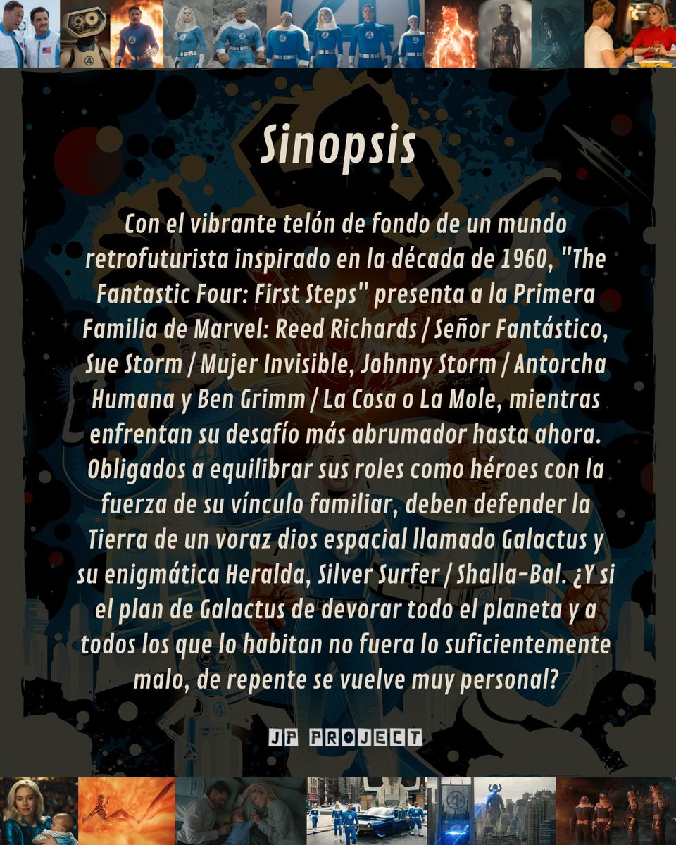 JPProjectPa's tweet photo. CINE | Reseña de #TheFantastic4FirstSteps (Los 4 Fantásticos: Primeros Pasos)
.
.
.
.
#marvelstudios #marvelcinematicuniverse #comics #accion #cienciaficcion #superheroes #jpreseña #jpproject #jpprojectpa https://t.co/5cqfGFdQfc