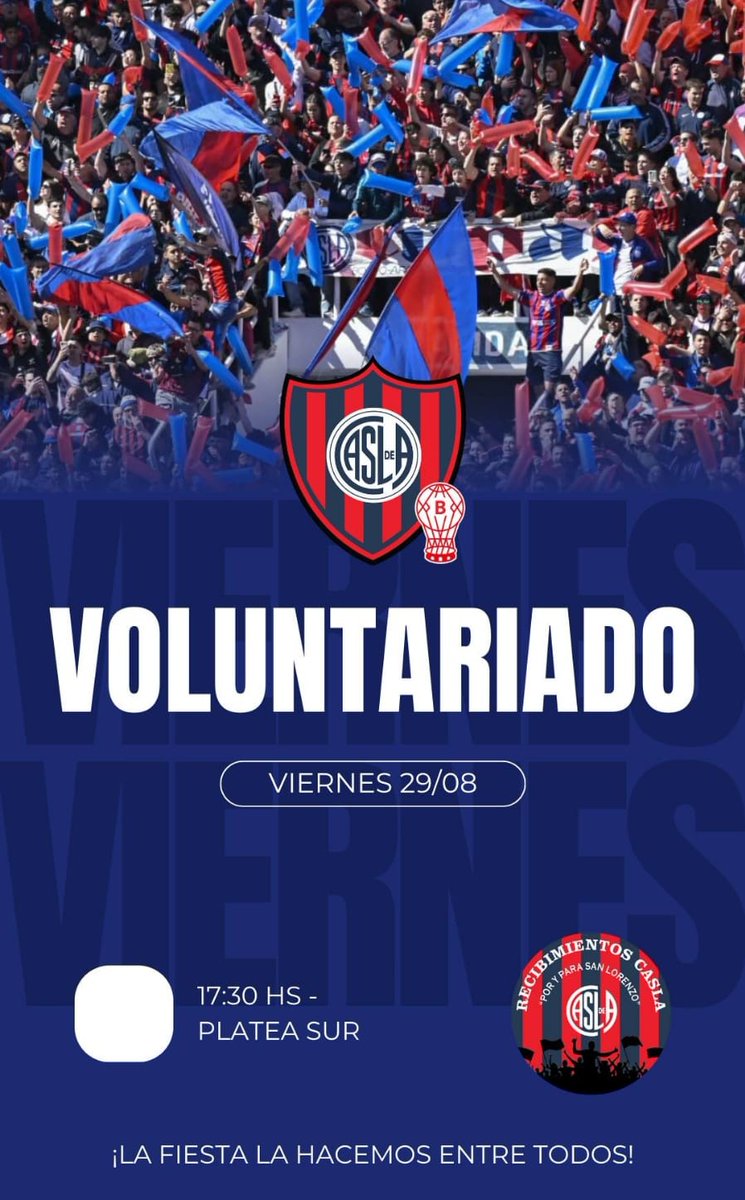 SUMATE AL VOLUNTARIADO! 💙❤️

Los esperamos!
La fiesta la hacemos entre todos!
