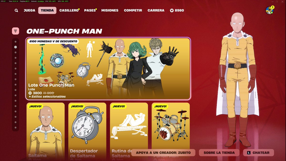 🎁 SORTEO SKINS DE FORTNITE X ONE PUNCH MAN 🎁

📌 Requisitos:
• Seguime: @zubitoooy  <a href="/SsjZubito/">len</a> / 🔔
•  Me Gusta❤️ y RT  🔁
•  Etiquetar (@) a 2 amigos/as

🎁 Únete mas sorteos: 🏡  discord.gg/zubito

#Fortnite