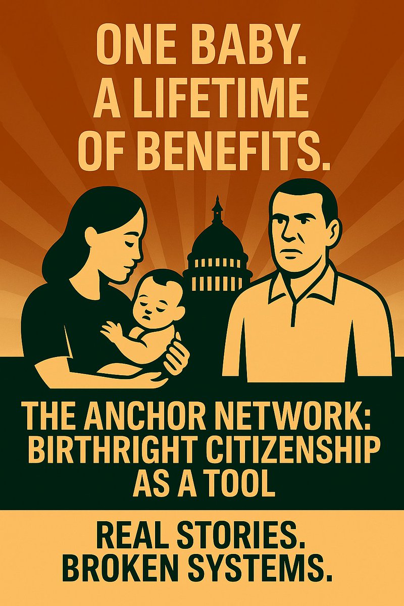 Post #10: The Anchor Network: Birthright Citizenship as a Tool
One Baby. A Lifetime of Benefits.

America’s generosity is being used as a lever to displace its own citizens.

The 14th Amendment was never meant to grant full citizenship to the children of people here illegally or