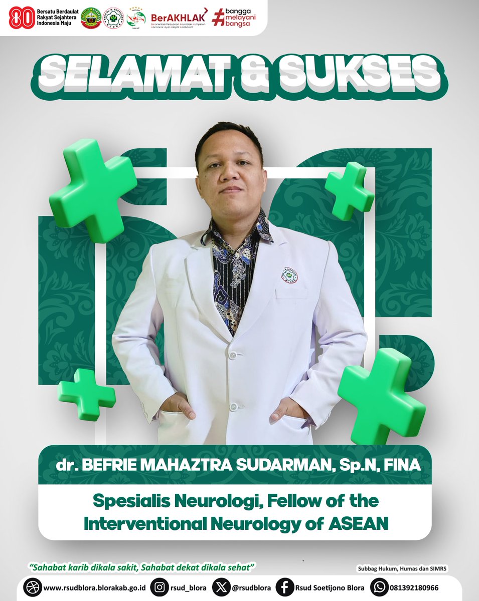 Belajar tidak pernah berhenti!!!

Selamat kepada dr. BEFRIE MAHAZTRA SUDARMAN, Sp.N, FINA, yang telah sukses meraih Fellowship Neurologi Intervensi.
Dengan keahlian yang semakin mendalam, kami siap memberikan pelayanan saraf yang lebih optimal untuk Anda