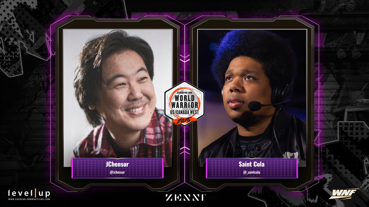 WNF x World Warrior 2025 US/Canada West Episode 3 is tonight with <a href="/jchensor/">James “jchensor” Chen</a> &amp; <a href="/_saintcola/">TNS | Saint Cola 🎙️ SFL Japan</a> calling the action! 

📺 Watch top 8 at 9pm Pacific on twitch.tv/leveluplive
👊 Top 8 Bracket start.gg/tournament/wnf…
💰 Support the players by joining the <a href="/matcherino/">Matcherino</a> at