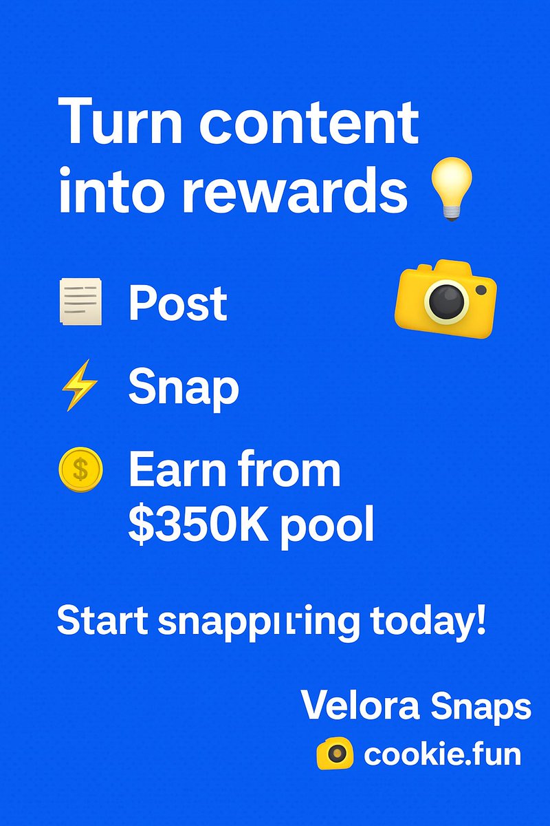 VOID EXPLORER (@explorerc1) on Twitter photo Turn content into rewards.
With <a href="/VeloraDEX/">Velora (formerly ParaSwap)</a> on cookie.fun:
Post
Snap
Earn from $350K pool
No big following needed. Every Snap counts.
Start snapping today Turn content into rewards.
With <a href="/VeloraDEX/">Velora (formerly ParaSwap)</a> on cookie.fun:
Post
Snap
Earn from $350K pool
No big following needed. Every Snap counts.
Start snapping today