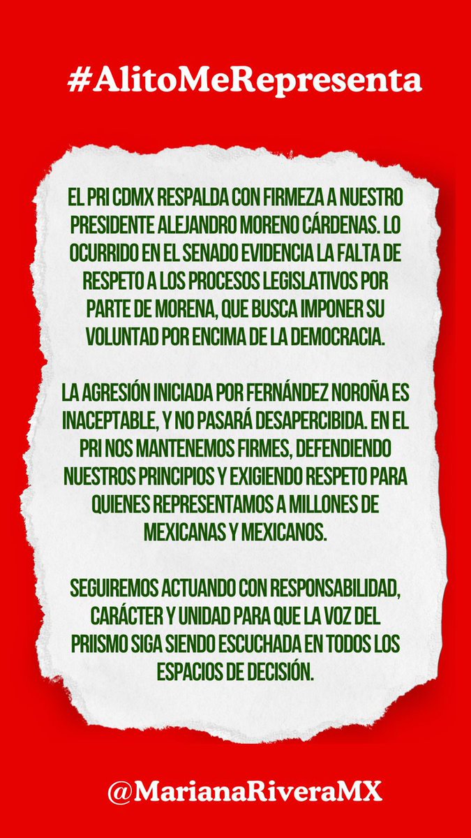 La democracia, tiene dos premisas; deliberación y debate, #Morena busca la represión, el silencio y la subordinación. 

El <a href="/PRI_Nacional/">PRI</a> no se va a callar y como lo demostro hoy, <a href="/alitomorenoc/">Alejandro Moreno</a>, vamos a seguir luchando por un verdadero equilibrio de poderes y por una democracia