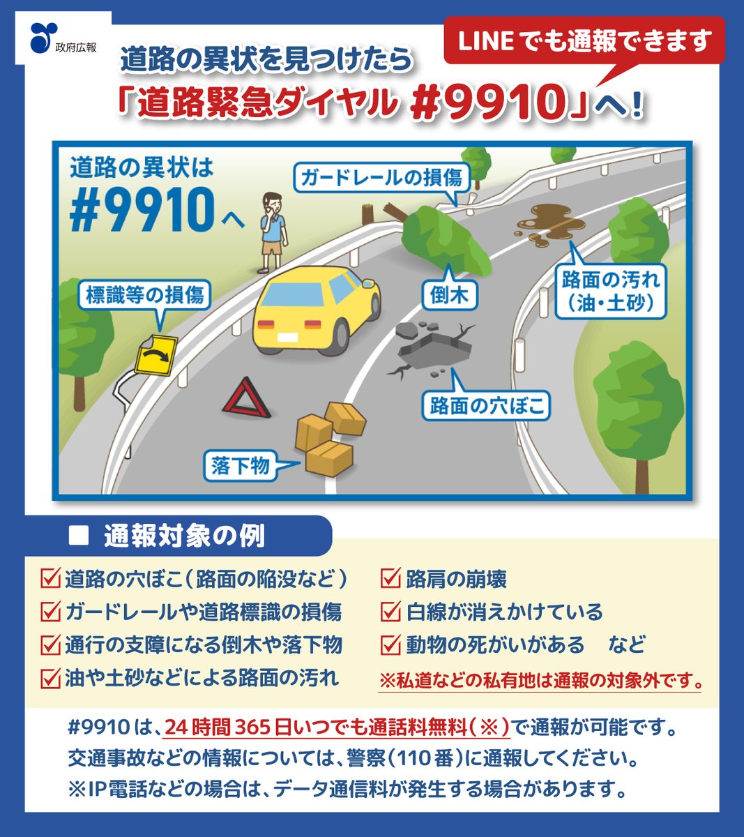 Halページ！ 道路：道路緊急ダイヤル（＃9910） - 国土交通省