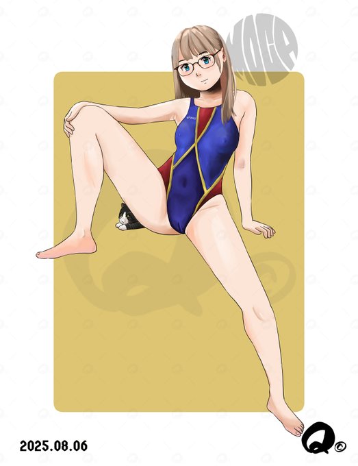 #今月描いた絵を晒そう 
8月はずっと競泳水着描いてます
力作揃い…です😉 