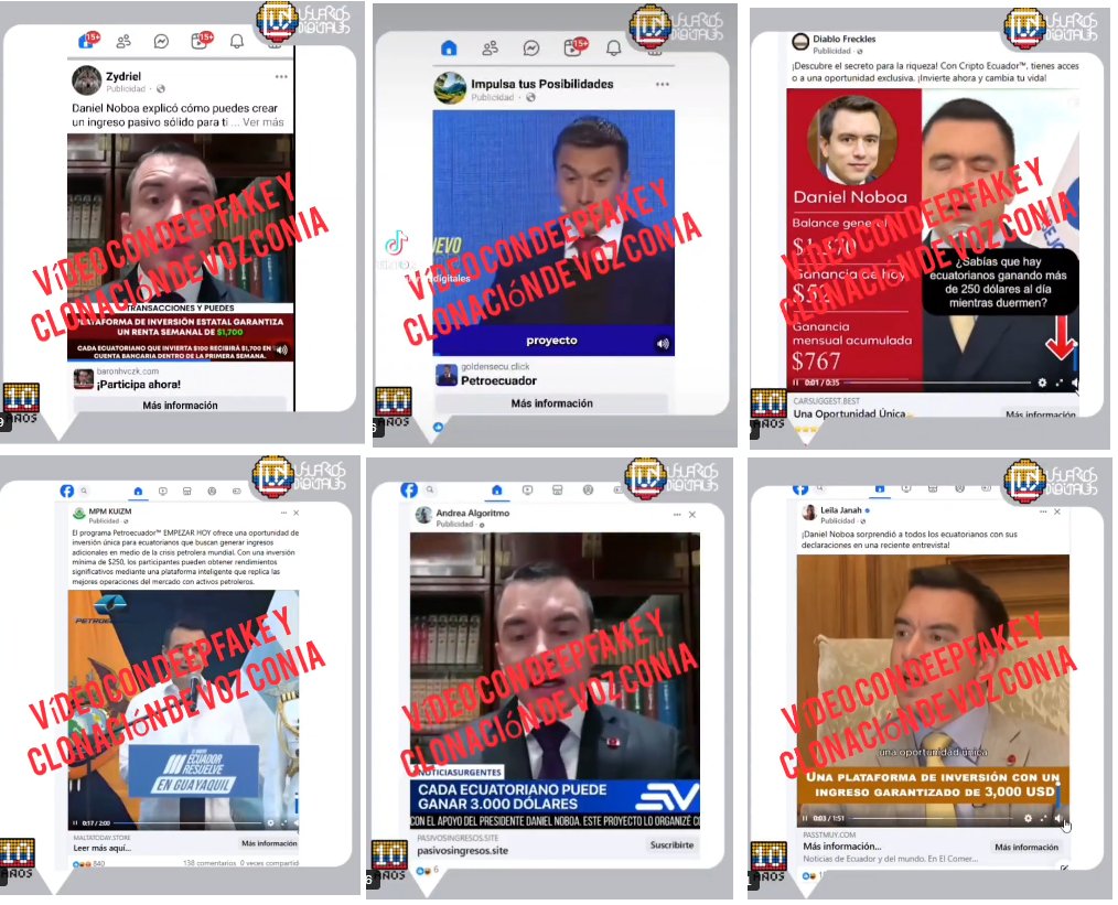 usuariosdigital's tweet image. 🚨𝗖𝗔𝗠𝗣𝗔𝗡̃𝗔𝗦 𝗗𝗘 𝗙𝗥𝗔𝗨𝗗𝗘 #AbusodeIA 
@ComunicacionEc alerta de #deepfake de @DanielNoboa impulsando plataforma de inversión

Varias campañas de fraude usan #deepfake de autoridades, periodistas y empresarios n @Meta @TikTokLatAM @X

⚠️Detalles x.com/usuariosdigita…