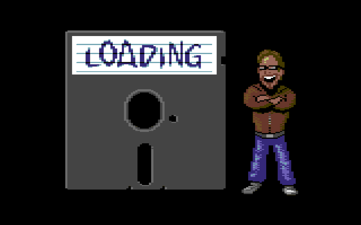 a quick and dirty Loading screen for the Disk version of our Game "Danger Dennis".  The only thing left to add are the intro and outro screens.

justepyx.itch.io/dangerdennis
  .

 #commodore64 #c64 #retrogaming #retrogames #indiegames #indiedev #retrodev #gamedev #8bit