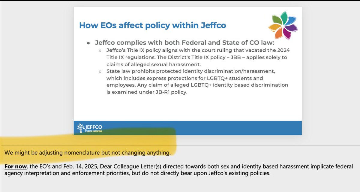 Lindsay Datko (@ldatko) on Twitter photo Hey <a href="/JeffcoSchoolsCo/">Jeffco Public Schools</a> , your notes are showing. Apparently Jeffco doesn’t intend to comply? Now we see why “culture playbook” has replaced “DEI.” <a href="/HarmeetKDhillon/">Harmeet K. Dhillon</a> <a href="/JesusOseteDOJ/">Jesus A. Osete</a> Hey <a href="/JeffcoSchoolsCo/">Jeffco Public Schools</a> , your notes are showing. Apparently Jeffco doesn’t intend to comply? Now we see why “culture playbook” has replaced “DEI.” <a href="/HarmeetKDhillon/">Harmeet K. Dhillon</a> <a href="/JesusOseteDOJ/">Jesus A. Osete</a>