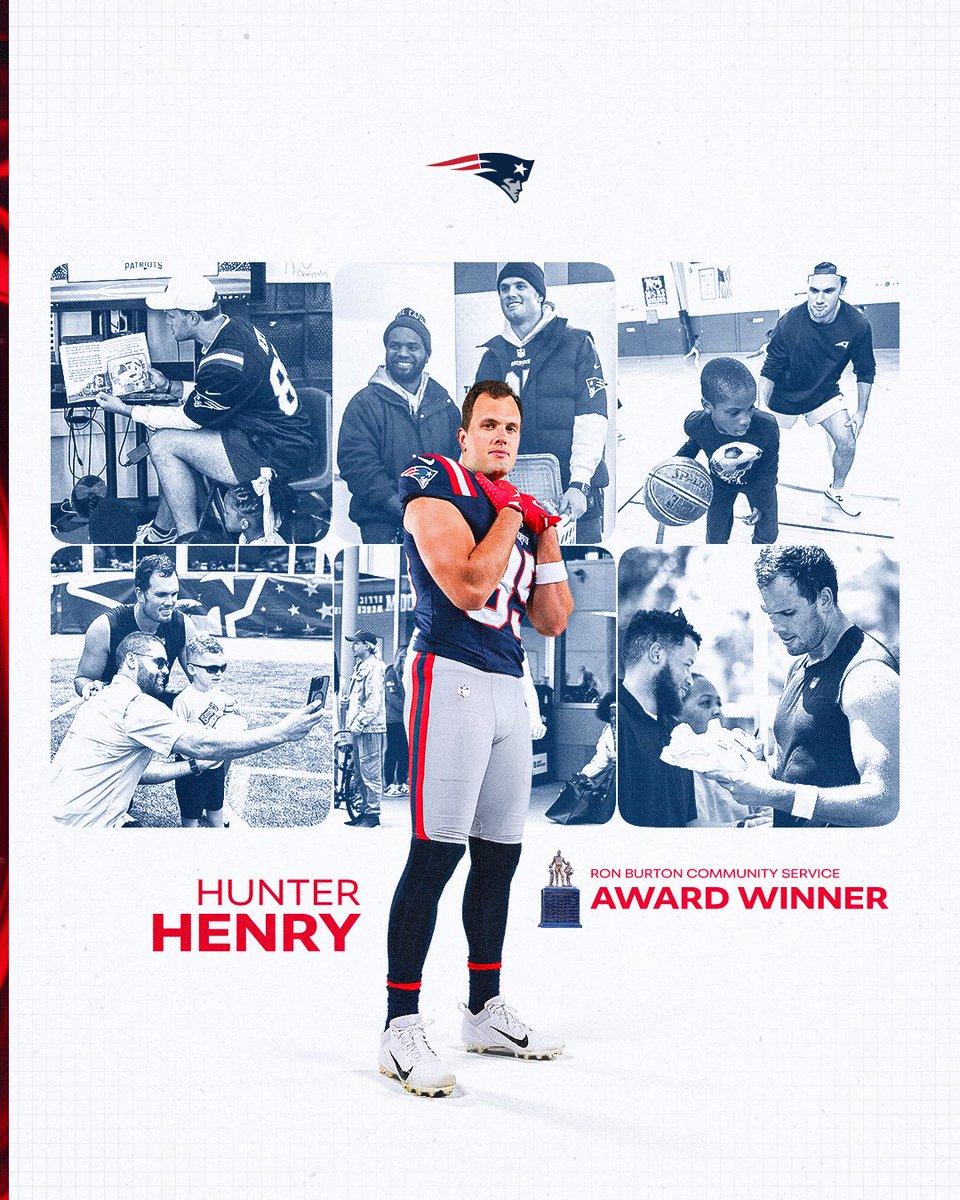 New England Patriots (@patriots) on Twitter photo A leader in the locker room and in the community.
The 2025 Ron Burton Community Service Award winner is <a href="/Hunter_Henry84/">Hunter Henry</a>! A leader in the locker room and in the community.
The 2025 Ron Burton Community Service Award winner is <a href="/Hunter_Henry84/">Hunter Henry</a>!