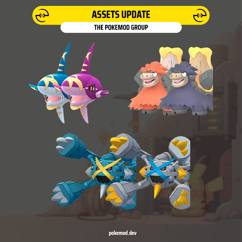 Several assets have been added to the game:

- Mega Metagross
- Mega Camerupt
- Mega Sharpedo
- Psyduck with a swim ring (Concierge)
- Dipplin
- Hydrapple
- Dudunsparce (both forms)

pokemod.dev
#Datamine #PokemonGO