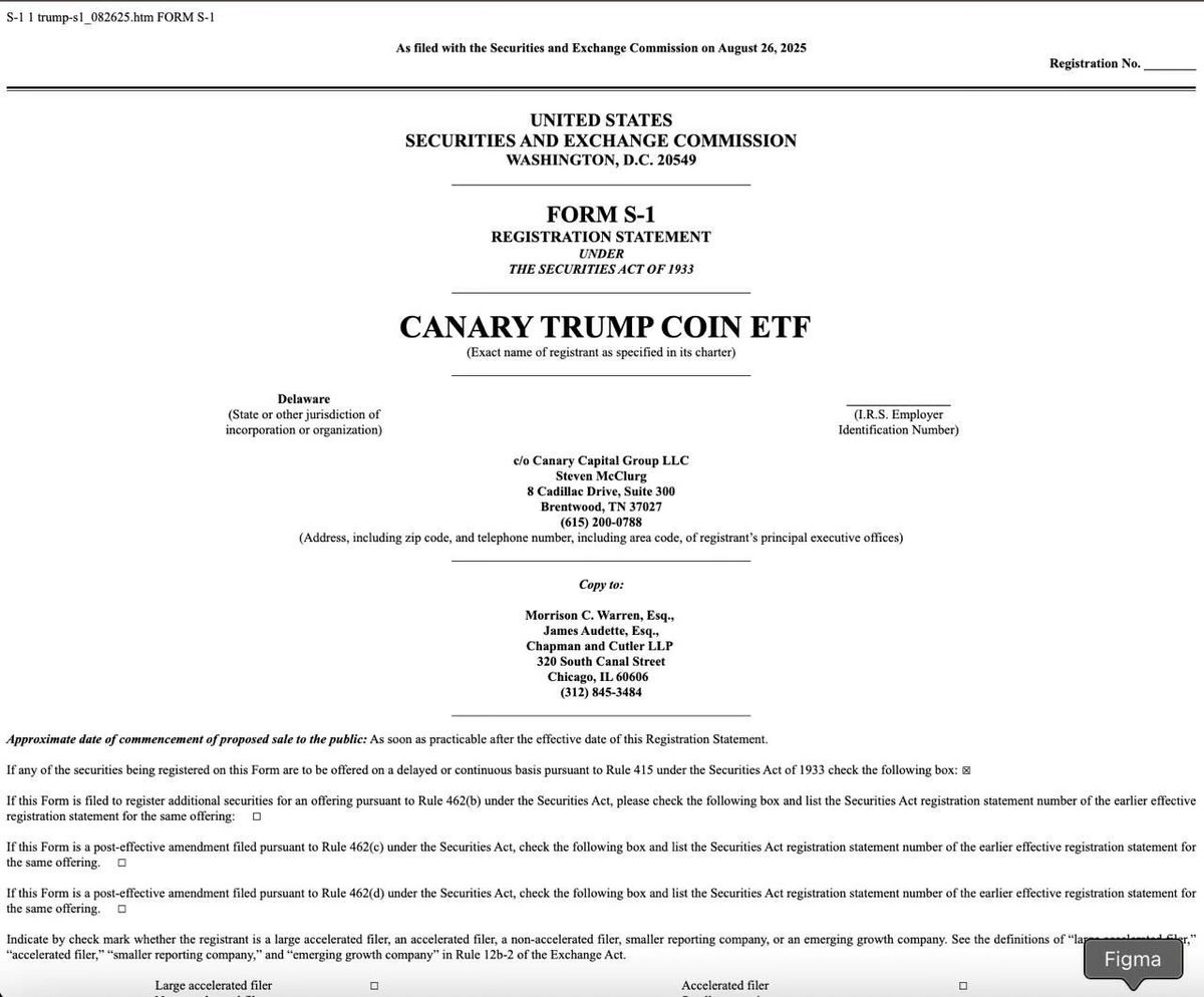 Alanritchson514's tweet photo. ⚡️JUST IN: Canary Capital files S-1 to launch $TRUMP ETF. https://t.co/LjCpdPbByY