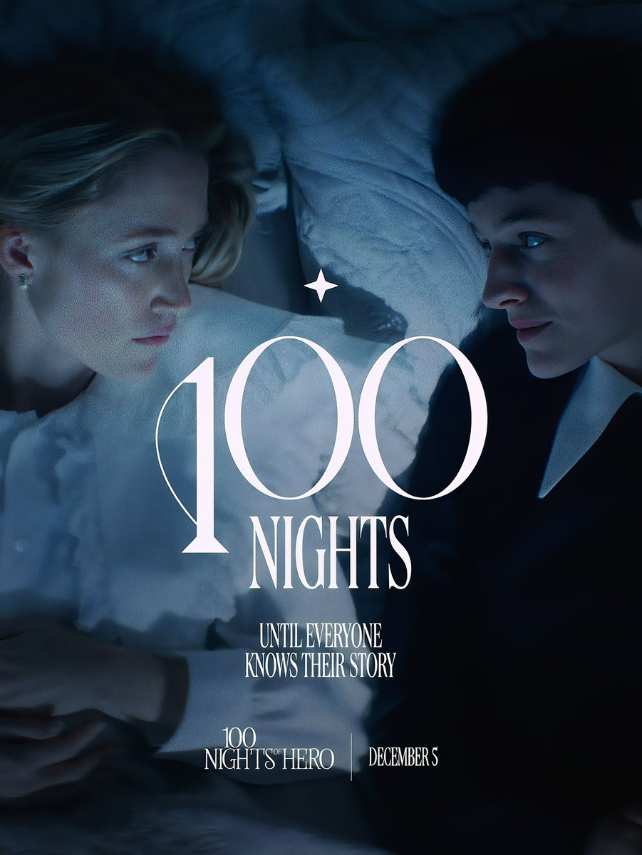 First poster for the movie titled ‘100 NIGHTS OF HERO’ 

Starring Emma Corrin, Maika Monroe, Nicholas Galitzine, Amir El-Masry, Charli XCX, Richard E. Grant and Felicity Jones.

In theaters December 5.

When a charming house guest (Galitzine) arrives at a remote castle, the