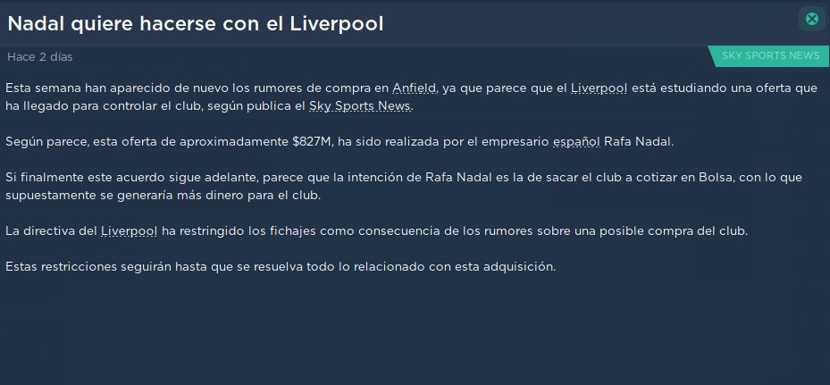 Que dicen gordos? Alguna vez vieron que Rafa Nadal quiera comprar un club? Como la ven?