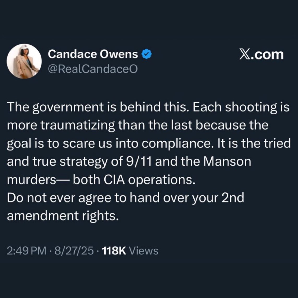 While talking about the mental health of the shooter, we need to talk about Candace’s mental health too.  This is not a sane person.