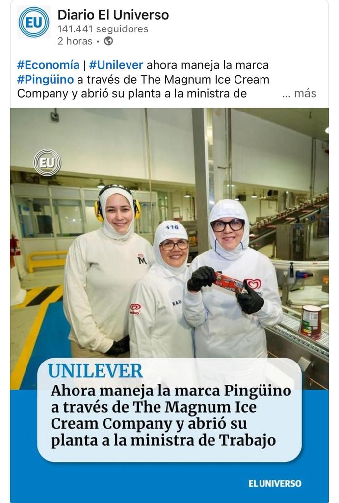 Felicitaciones a #Unilever por seguir confiado en el #NuevoEcuador con su nueva compañía The Magnun Ice Cream Company que maneja la marca #Pinguino . La planta de última generación abrió sus puertas por parte de la Ministra de Trabajo dra Ivonne Nuñez Figueroa. <a href="/ivonneabogada/">Ab Ivonne Nuñez</a>