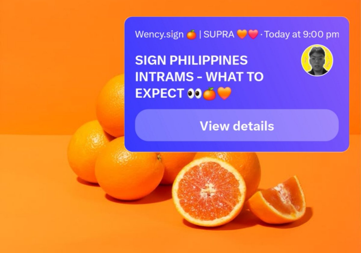 Sign Philippines Intrams 🇵🇭

Space : What to Expect  🧡
    Time   :  Today - 9PM   👀

Attend our space later because we have lots of "Giveaways" and Alphas 🍊🍊

Set your "Reminders" below 🤝🧡