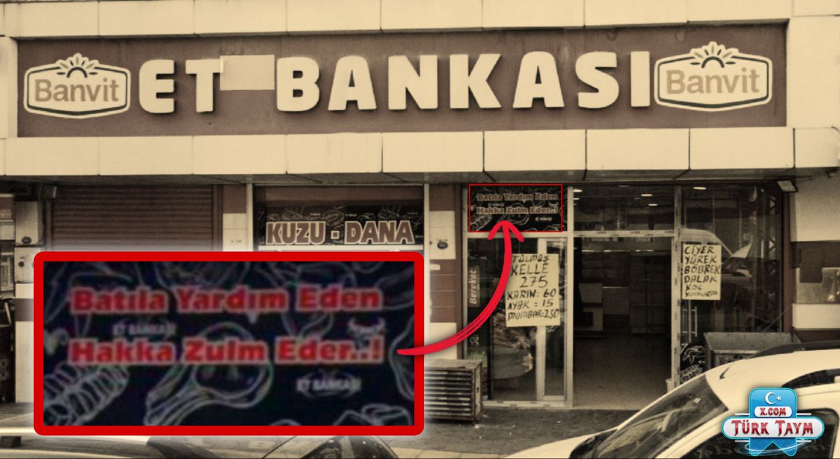 Allah ile aldatmak nedir diye soran olursa aşağıdaki resme baksın her tarafta kuran ayetleri, hadisler ama,
Müşterinin kıymasını özel düzeneğe gönderip makineden bozuk kıymayı çıkardığı için sahtekarlıktan dükkanı mühürlenmiş Ülkenin özeti...