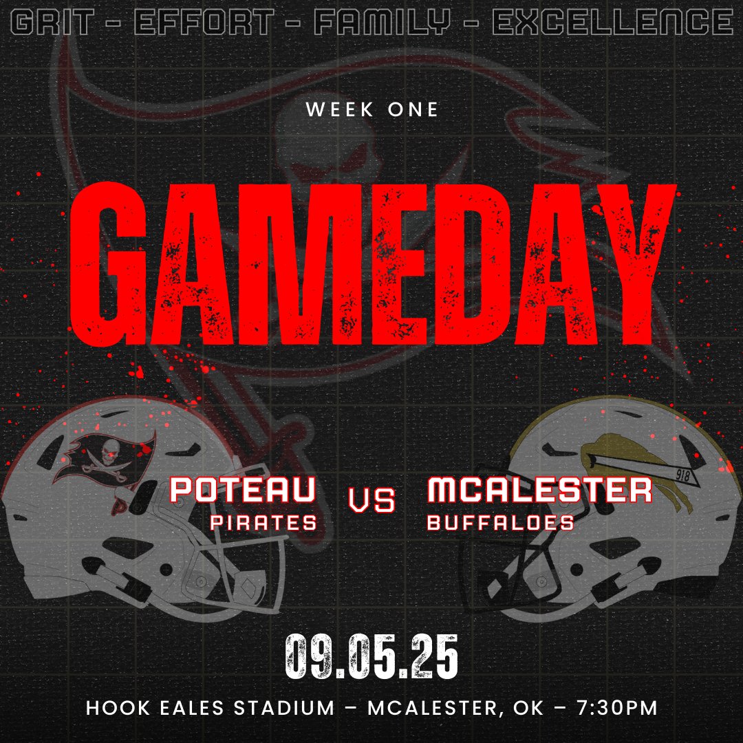 Poteau Pirates Football (@poteaufb) on Twitter photo Gameday. See everyone in McAlester (7:30 Kick). Go Pirates! WETSU! Gameday. See everyone in McAlester (7:30 Kick). Go Pirates! WETSU!