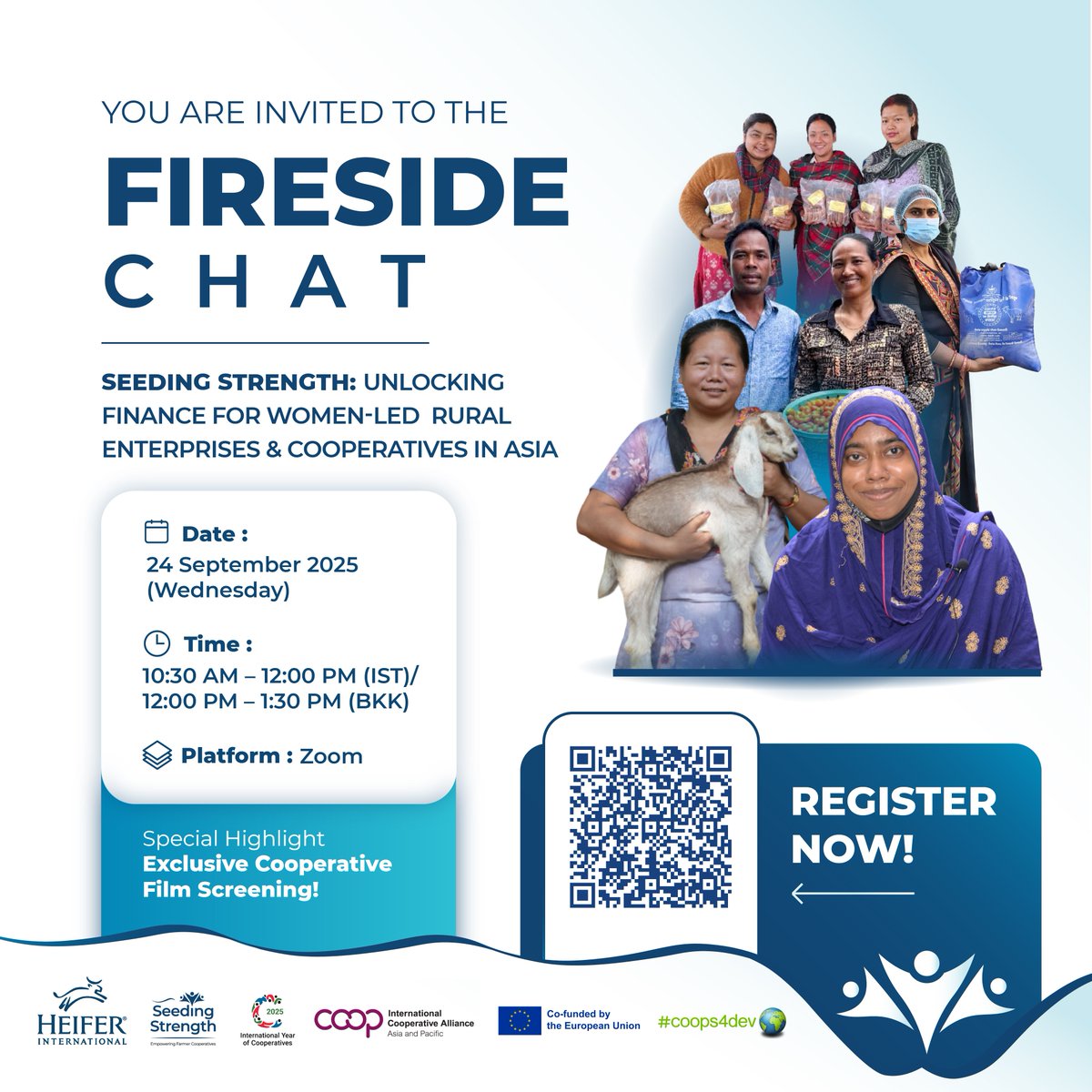 ICAAPAC's tweet photo. 🌟 ICA-AP & Heifer Asia present a Fireside Chat under the #SeedingStrength campaign: Unlocking Finance for Women-led Rural Enterprises & Coops 🌟
📅 24 Sept 2025 | 10:30 AM IST
📍 Zoom 👉 https://t.co/rh8rtRRrIP
✨ With exclusive film screening on cooperatives!
#ICAAP #IYC2025 https://t.co/AcNpn7wigh