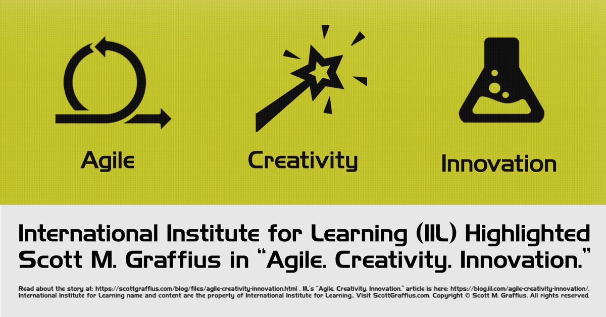 AgileScrumGuide's tweet image. IIL highlights AGILE SCRUM: YOUR QUICK START GUIDE WITH STEP-BY-STEP INSTRUCTIONS author Scott M. Graffius in "Agile. Creativity. Innovation."
Graffius wrote about it here 👉 scottgraffius.com/blog/files/agi…
#Agile #AgileScrumGuide #Creativity #Innovation #AgileLeader