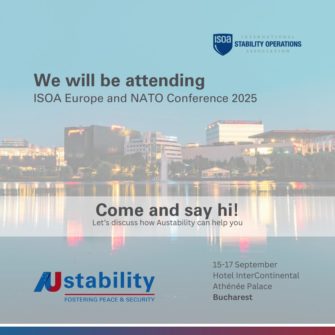 austability's tweet image. We’re excited to be attending the ISOA Europe &amp;amp; NATO Conference 2025 in Bucharest to explore partnerships with government, military and industry leaders! 🇷🇴

Email info@austability.com to discuss how we can support your mission. 💪

#Austability #FosteringPeaceandSecurity #ISOA