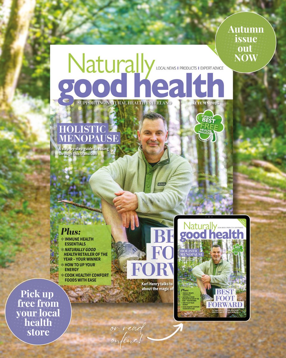 Our autumn issue is out now🍂featuring our interview with the wonderful Karl Henry, one of Ireland's most popular personal trainers, author and podcaster.   

Pick up your free copy at your local independent health store or at naturallygoodhealthmagazine.com/imag/nghautumn…

#naturalhealth #freemagazine