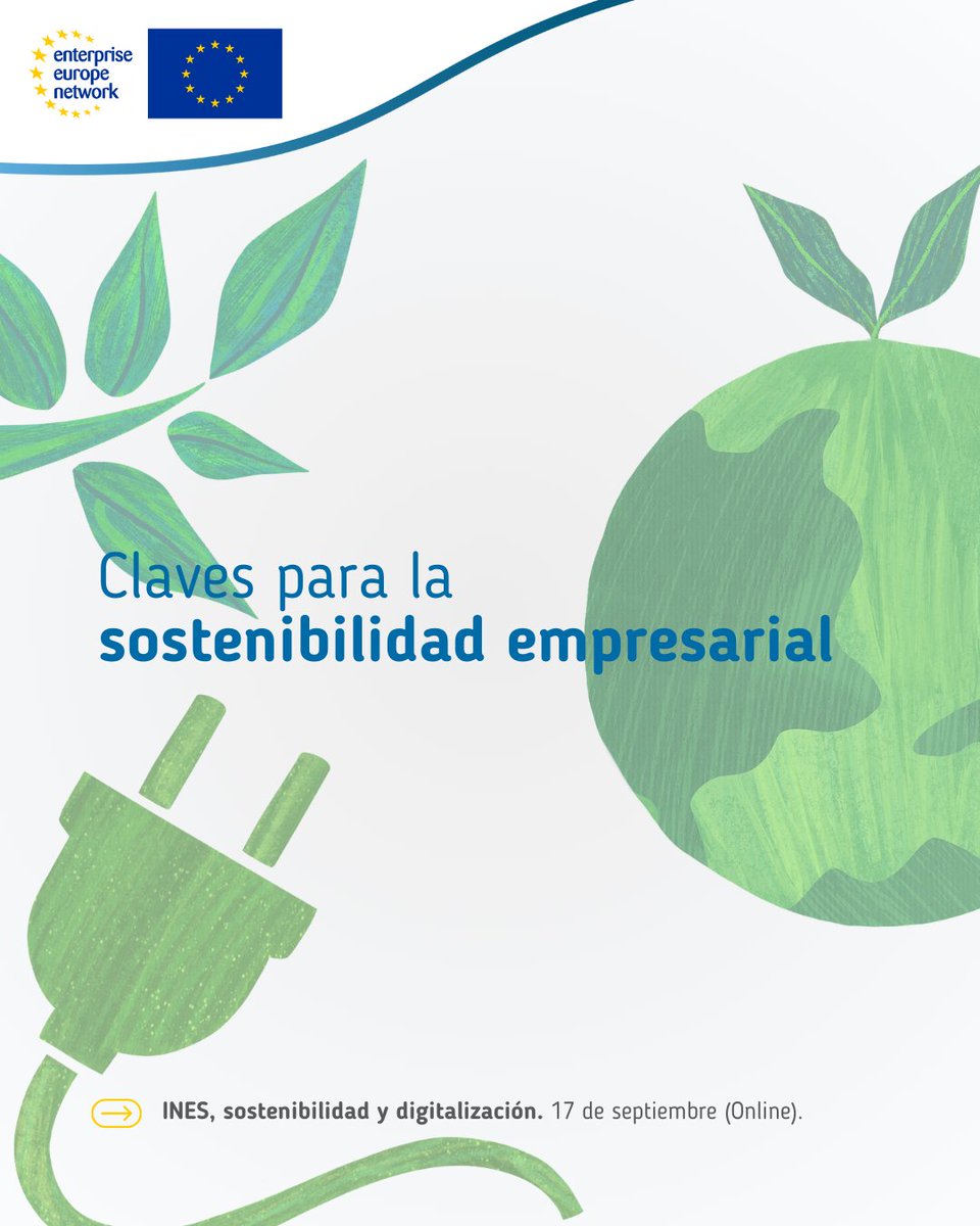 🌍 Modelos alternativos para un crecimiento sostenible.

🌱 Descubre nuevas fórmulas para hacer tu negocio más sostenible y digital con este webinario que organizamos.

📅 17 de septiembre.
👩‍💻 100% online.

👉 ¡Regístrate gratuitamente!

🔗 een-canarias.org/ines-sostenibi…

#EENCanHelp