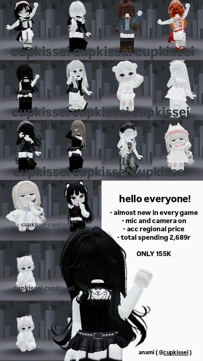 ꩜. . . hayyieee! lirik aku dong kakak-kakak... 🙇
— pemakaian pribadi 
— on voice, on camera
— animasi : bold, old school
— emote : 2 buying, 1 limited from map
— free ask in dm!
#wts akun roblox, please guys take it helpsss 

more detail inventory : :
roblox.com/users/83575362…