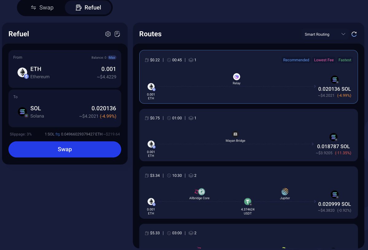 RangoExchange's tweet image. ⛽️ Introducing Rango Refuel

Top up native gas on ANY chain in one swap!
Swap from your origin chain’s native gas — or any token on origin chain (having its gas) — straight into the destination chain’s native gas you’re low on⚡️

Live across all Rango-supported chains💙🔄
No more…