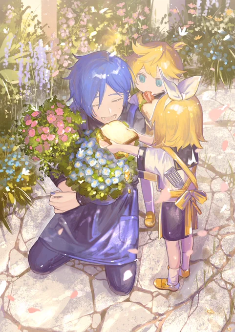 最近描いてるちび鏡音と保護者たちシリーズまとめ #鏡音リン #鏡音レン