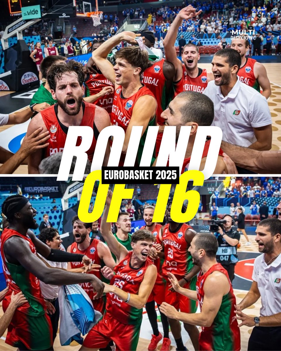 A Seleção de Portugal qualificou-se para os oitavos-de-final do #Eurobasket2025 🥰

De relembrar que Nuno Sá é o madeirense que tem representado a Região a nivel nacional e até europeu 🫂

Boa sorte, Portugal! Boa sorte, Nuno! 💙💛

#multidesportivo24