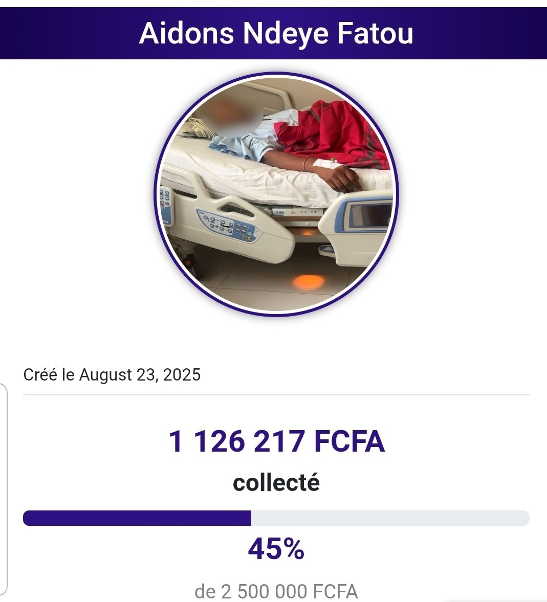 🚨🚨 Soutenons cette cagnotte en faisant un don ou en la partageant SVP. 

Chaque geste, chaque action compte. Merci.❤

Qu'Allah veille sur Ndeye Fatou. Des douas pour elle SVP 🙏🏽

apps.koparexpress.org/apps/collectes…