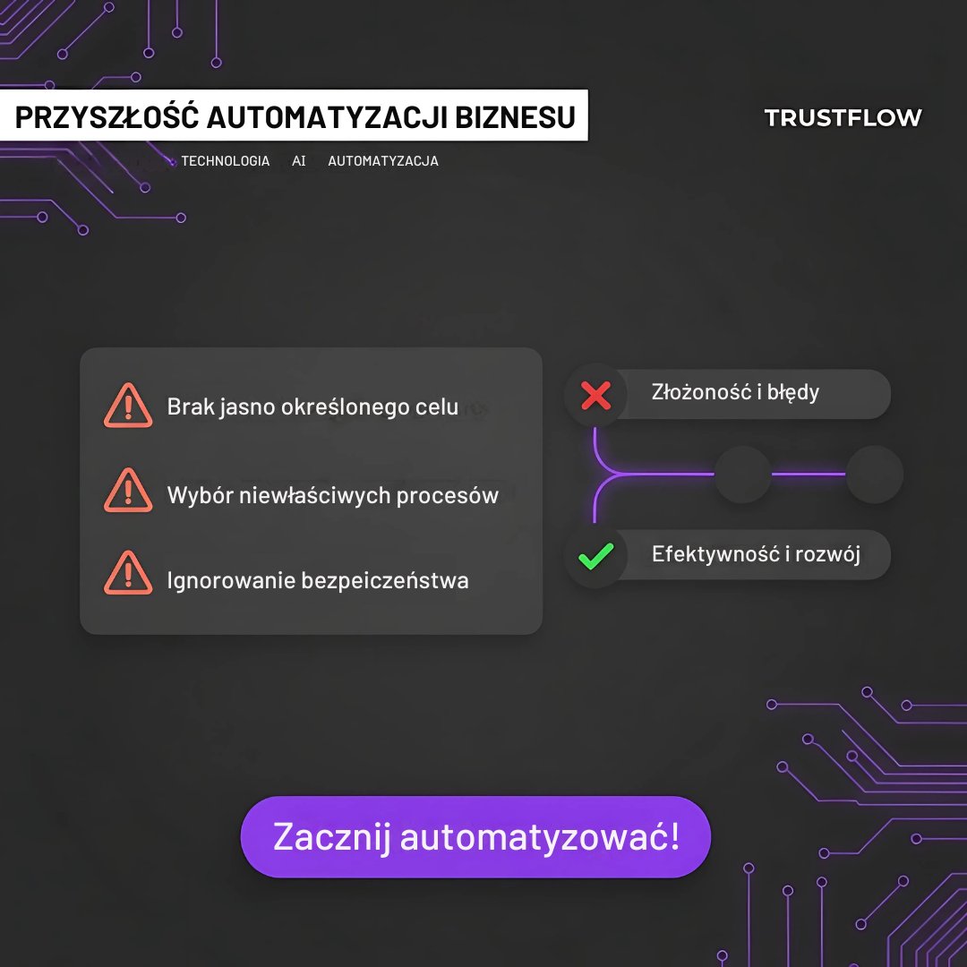 TrustFlow_'s tweet image. Wdrażasz automatyzację? Uniknij tych 3 błędów:

Brak celu i mierników ROI.

Wybór nieodpowiednich procesów.

Ignorowanie bezpieczeństwa i AI Act.

Chcesz pełną checklistę, jak to zrobić dobrze? Skomentuj &quot;LISTA&quot;, a wyślę Ci link do pobrania! #AI #Automatyzacja #Biznes #Checklista