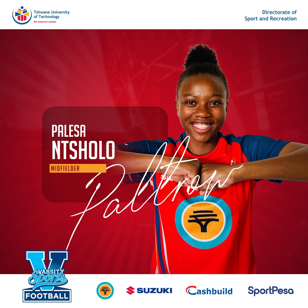 Sport_TUT's tweet photo. Holding it down in the middle of the park - introducing our 𝐌𝐈𝐃-𝐅𝐈𝐄𝐋𝐃𝐄𝐑 warriors for the #RedArmy Women for the upcoming #Varsitydiski 2025 tournament!
#𝐈𝐲𝐚𝐜𝐡𝐞𝐬𝐚🔥 #TUTFootball #HomeofChampions https://t.co/6X7ISnQ53N