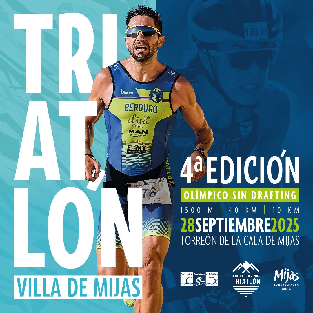 El 4º TRIATLÓN VILLA DE MIJAS, se celebrará el próximo 28 de septiembre en LA CALA.

🔓 Abiertas las inscripciones para una distancia OLÍMPICA SIN DRAFTING.

+ info 🔗 triatlonandalucia.org/competiciones/…