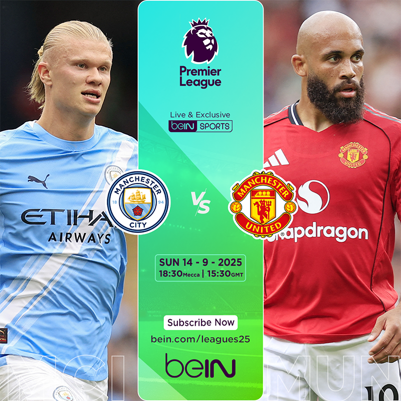 beINSPORTS_EN's tweet photo. Get ready for the biggest Premier League rivalry! Watch Manchester City and Manchester United go head-to-head exclusively on beIN