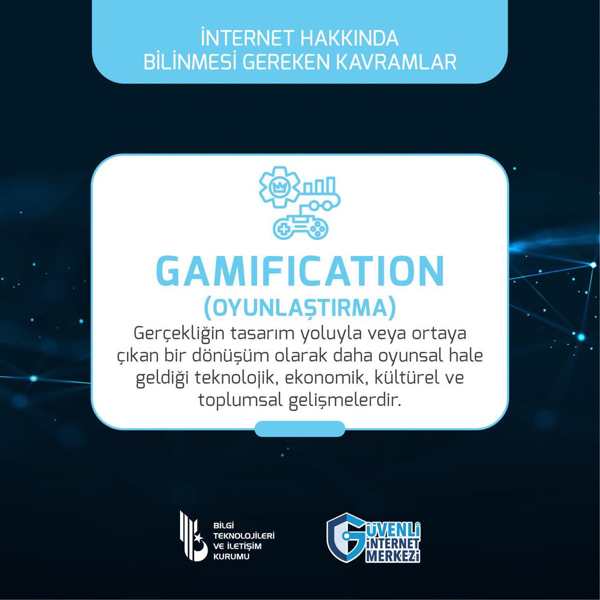 İnternet Hakkında Bunları Biliyor Musunuz? 🤔

Gamification (Oyunlaştırma); teknolojik, ekonomik, kültürel ve toplumsal alanlarda, gerçekliğin daha oyun temelli bir yapıya dönüşmesi sürecidir.

#Gamification #Güvenliİnternet  #GüvenliİnternetMerkezi