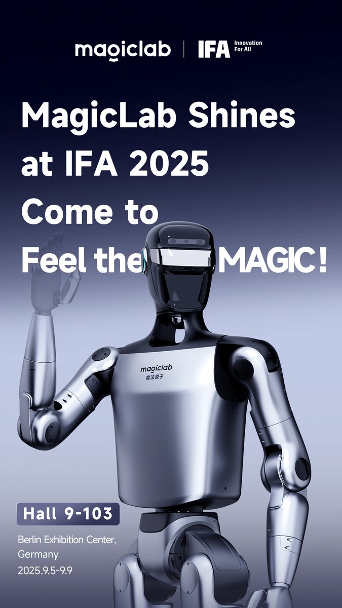 MagicLab_Robot's tweet image. ✨ Something magical is coming…  
Unveiling the MagicLab at IFA 🤖 
 Where imagination meets innovation. 
#IFA  #MagicLab #TechMeetsMagic #AI #Robotics