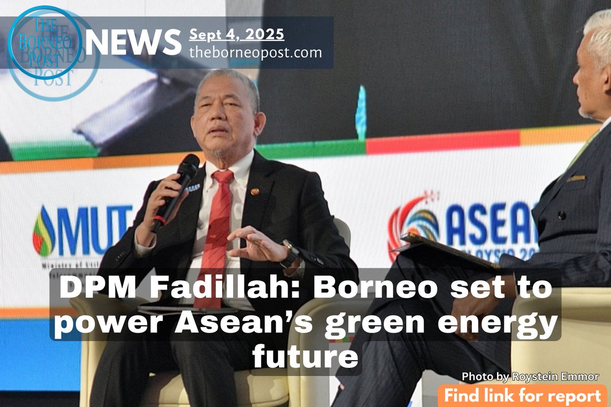 theborneopost's tweet image. Fadillah: Borneo set to power Asean’s green future with Sarawak’s hydropower & hydrogen driving the Borneo Grid under the Asean Power Grid.
theborneopost.com/2025/09/04/dpm…
#SarawakEnergy #AseanPowerGrid #GreenTransition