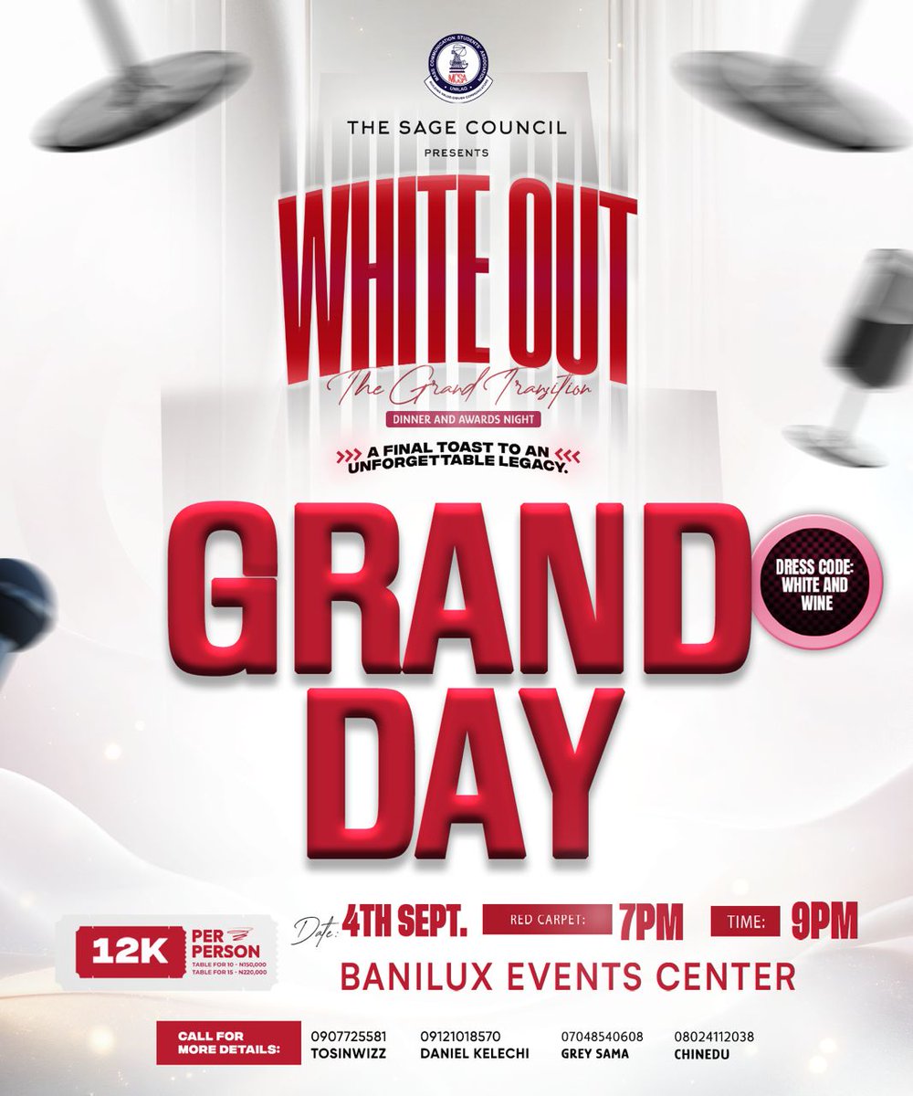 Exams àre done, we are unto the next activity

The WHITE OUT: THE GREAT TRANSITION Dinner

We are active this night