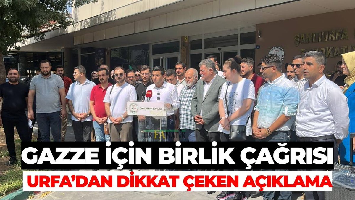 Gazze İçin Birlik Çağrısı: Şanlıurfa’dan Dikkat Çeken Açıklama 

urfanatik.com/gazze-icin-bir…

#sanliurfa #sondakika #gazze <a href="/oncelabdullah63/">Abdullah öncel</a> <a href="/UrfaBarosu/">Şanlıurfa Barosu Başkanlığı</a>