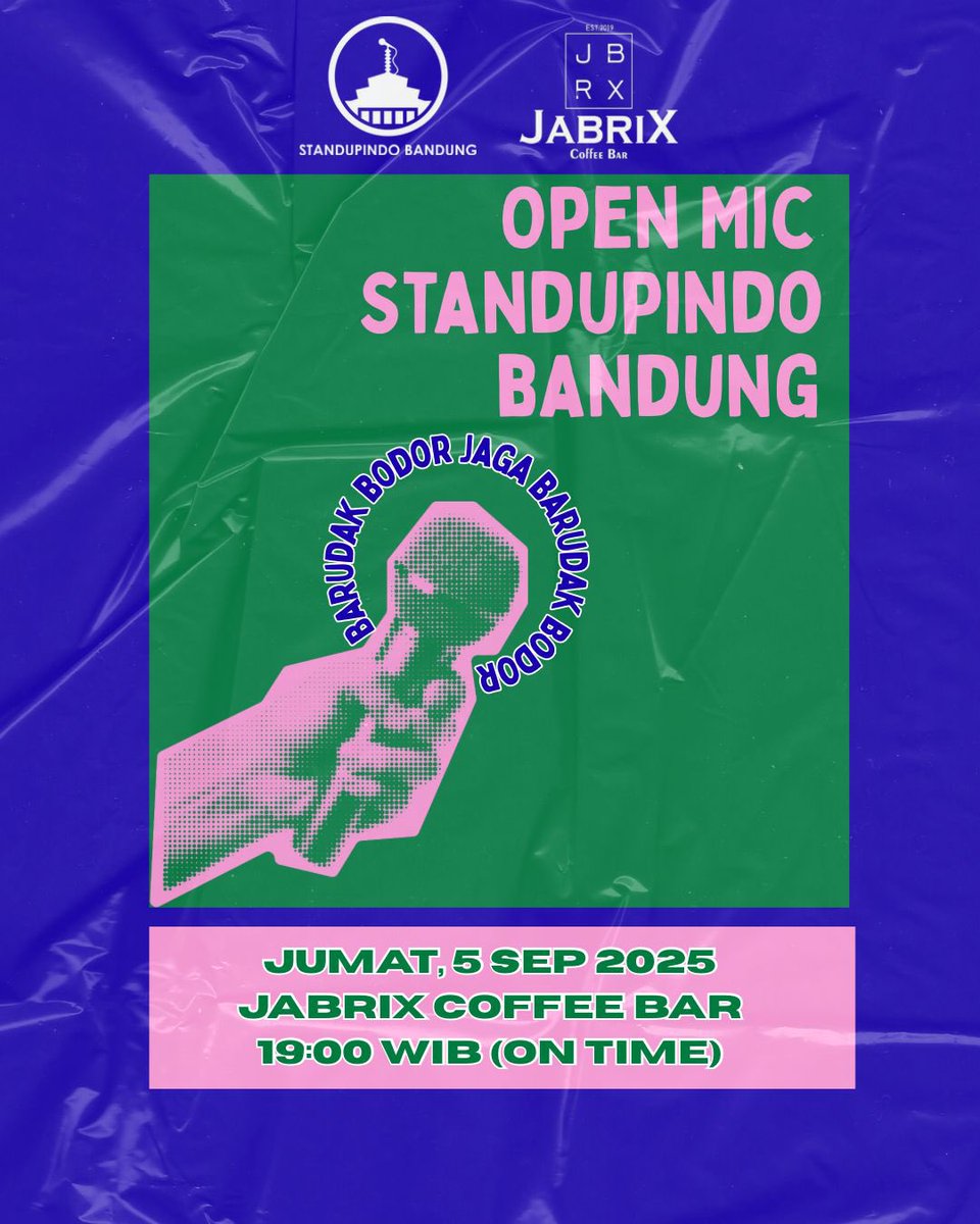Tanpa mengurangi rasa hormat atas apa yg terjadi saat ini, open mic tetap berlangsung, boleh haha hihi, tapi tetap hati-hati ya daks! 🫶🏻

Seperti biasa, Jumat malam di Jabrix Coffee Bar mulai jam 19:00. Sampai jumpa, dan jangan lupa, saling jaga 🩷💚💙

#openmicstandupindobdg