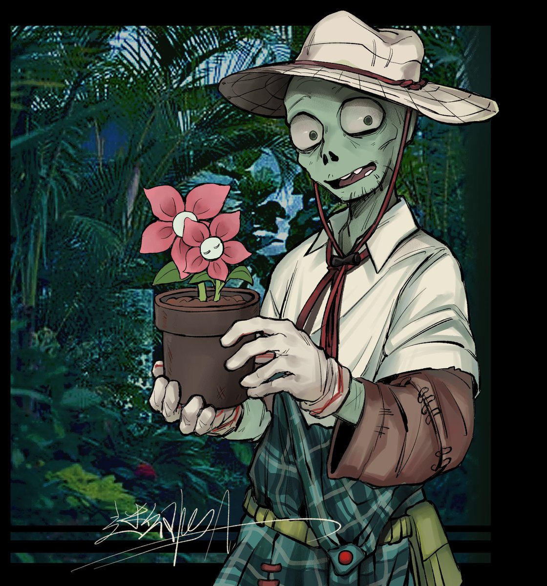 以前画的图片，是稿件，我不知道和现在比起来这是退步了还是进步了，我还是很喜欢现在的画风的，但是以前的画看上去又更好看？？？？
#plantsvszombies 
#pvz