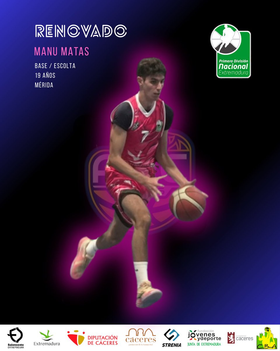 Manu Matas. Renovado ✅

🙌 El base/escolta emeritense de 19 años, renueva un año más en nuestro club. 💪🏻

⛹️Con él, ya son 10 los jugadores confirmados en la plantilla de la temporada 25-26.