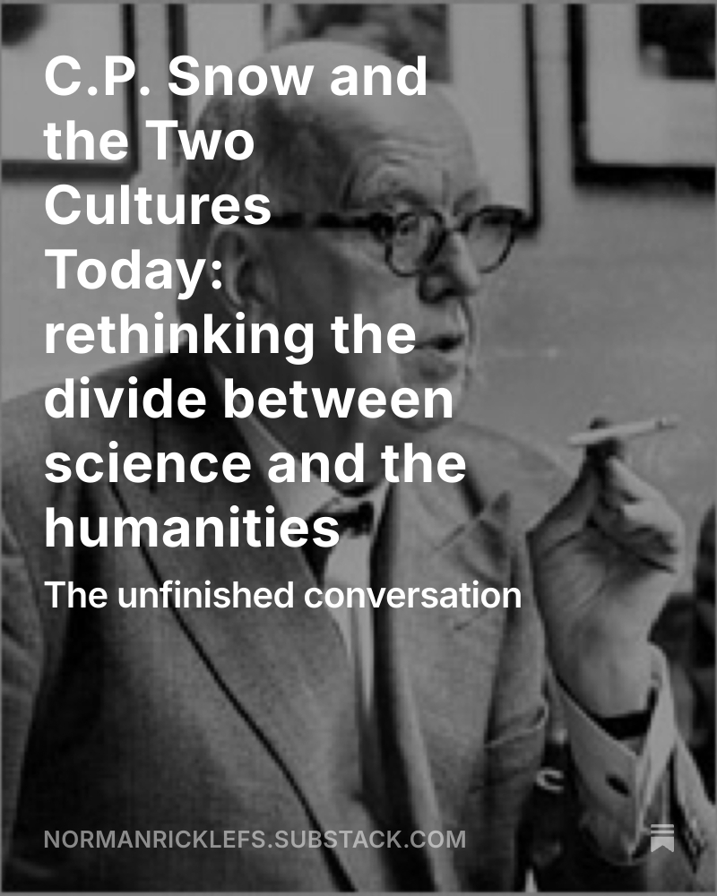 Rethinking the divide between science and the humanities.
normanricklefs.substack.com/p/cp-snow-and-…